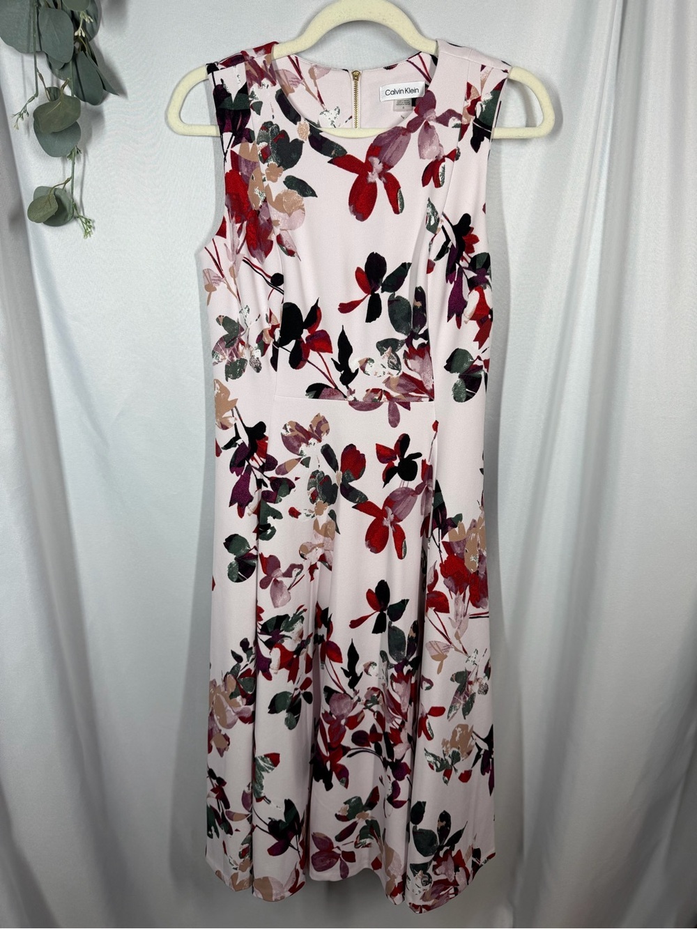 Calvin Klein | Midi Floral Sleeveless Pink Women's Size 6
